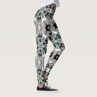 Leggings Motif kaléidoscope 4 - noir blanc