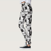 Leggings Motif Kawaii Cute Chat Noir Et Blanc (Gauche)