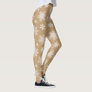 Leggings Motif Kraft Paper White Snowflakes ID589