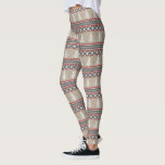 Leggings Motif laid | Tan de Noël de Knit de chandail<br><div class="desc">Le motif nordique de fête de knit sur ces guêtres comporte des nuances de brun accentuées avec le rouge. Le motif offre les arbres et les flocons de neige blancs. Ce sont parfaits pour appareiller avec un chandail laid de Noël.</div>