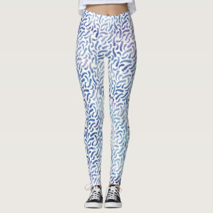 Leggings Motif Lavande et Aquarelle bleue