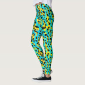 Leggings Motif léopard abstrait turquoise jaune tendance  (Gauche)