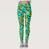 Leggings Motif léopard abstrait turquoise jaune tendance  (Devant)