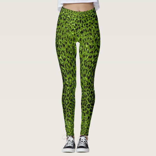 Leggings Motif Leopard de la Parties scintillant verte (Devant)