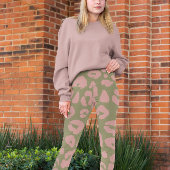 Leggings Motif léopard moderne vert et rose