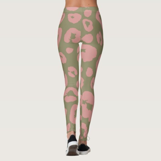Leggings Motif léopard moderne vert et rose (Dos)