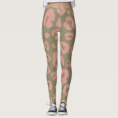 Leggings Motif léopard moderne vert et rose (Devant)