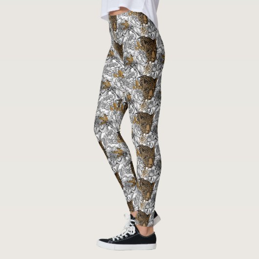 Leggings Motif Leopard & Peonies (Gauche)