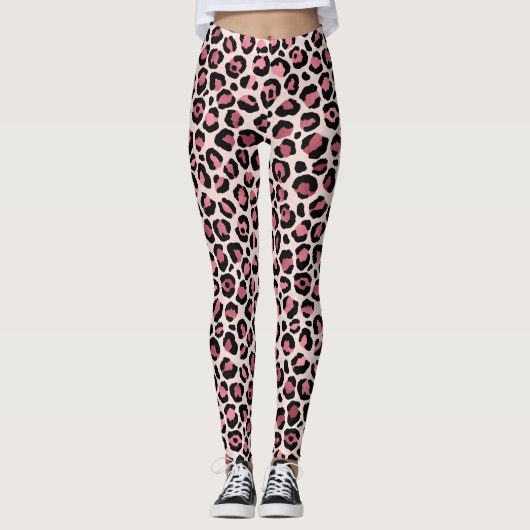 Leggings Motif Léopard Rose (Devant)