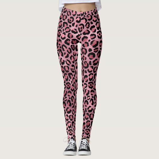 Leggings Motif Léopard Rose (Devant)