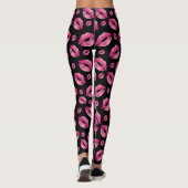 Leggings Motif lèvres roses noir (Dos)