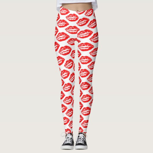 Leggings Motif Lèvres Rouges (Devant)
