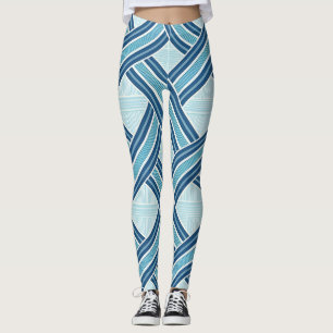 Leggings Motif Lignes Bleues