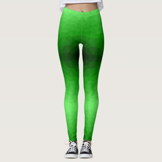 Leggings Motif lumineux à maillage géométrique dégradé vert (Devant)