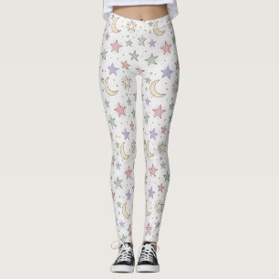 Leggings Motif Lune Étoile Fantaisiste