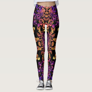 Leggings Motif Mandala Abstrait bronze et violet