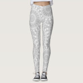 Leggings Motif Mandala Argent Élégant (Devant)