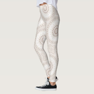 Leggings Motif Mandala Beige et Crème