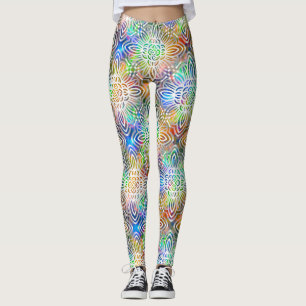 Leggings Motif Mandala Blanc Sur Des Tons Bijoux Colorés