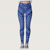 Leggings Motif Mandala bleu avec symétrie Starburst (Devant)