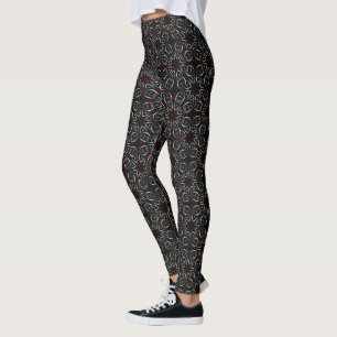 Leggings Motif Mandala en or bleu Lilac