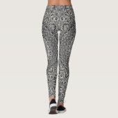 Leggings Motif Mandala géométrique noir et blanc (Dos)