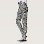 Leggings Motif Mandala géométrique noir et blanc (Gauche)