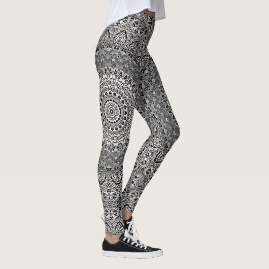 Leggings Motif Mandala géométrique noir et blanc (Droite)