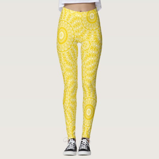 Leggings Motif Mandala jaune or (Devant)