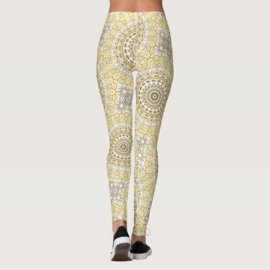 Leggings Motif Mandala jaune or (Dos)