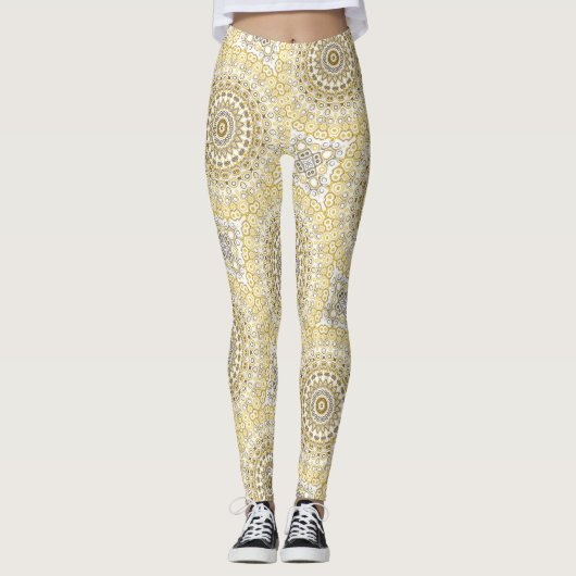 Leggings Motif Mandala jaune or (Devant)
