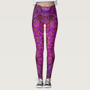 Leggings Motif mandala kaléidoscopique rose chaud