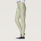 Leggings Motif Mandala orange et Turquoise avec accents or (Gauche)