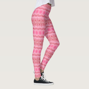 Leggings Motif Mandala Rouge et Rose