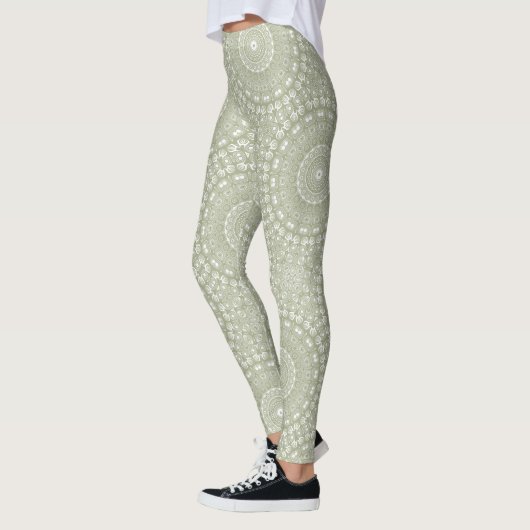 Leggings Motif Mandala Vert Sauge (Gauche)