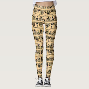 Leggings Motif méditerranéen grec Arabesque Brown
