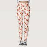 Leggings Motif mignon aux fraises rouges<br><div class="desc">Un motif de fraise et de fleurs rouge et rose sucré orne ces légendes. Un motif de fruits amusant et élégant pour les filles. Conçu pour vous par Blackberry Boulevard.</div>