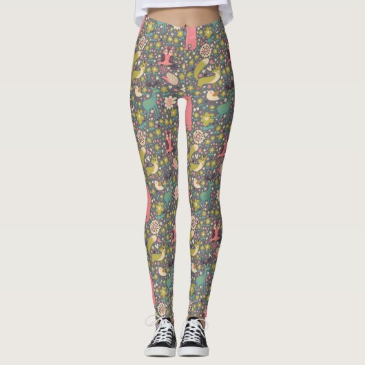 Leggings Motif mignon d'animaux de forêt (Devant)
