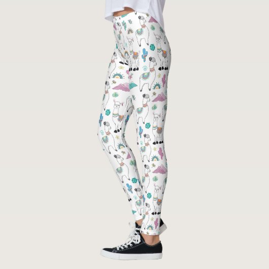 Leggings Motif mignon de lama de bande dessinée (Gauche)