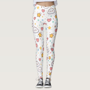 Leggings Motif mignon kawaii pastel doodle en impression in