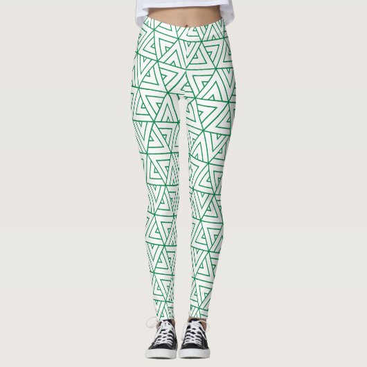 Leggings Motif minimal blanc vert Hexagon (Devant)