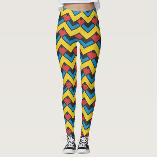 Leggings Motif minimal jaune Chevron (Devant)