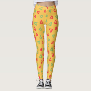 Leggings Motif minimal rouge jaune Doodle