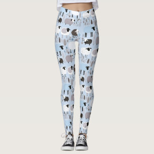 Leggings Motif Mocal Mouton Pastel Couleur Bleue Minimale