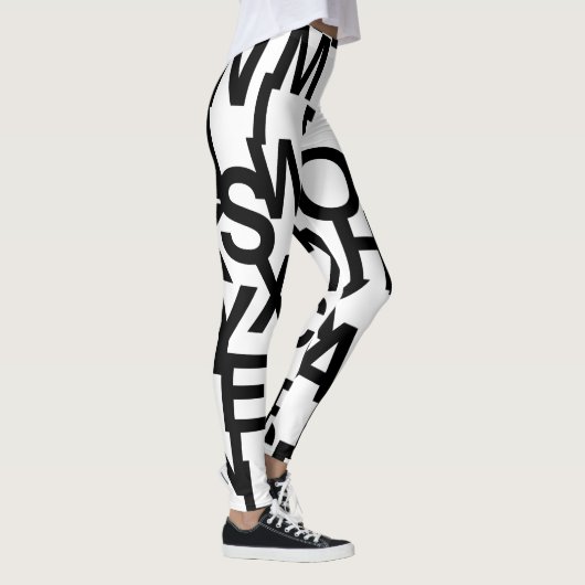 Leggings Motif moderne, abstrait, désordonné avec des lettr (Droite)