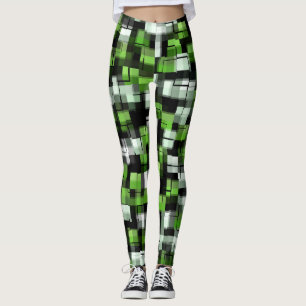 Leggings Motif moderne blanc noir vert