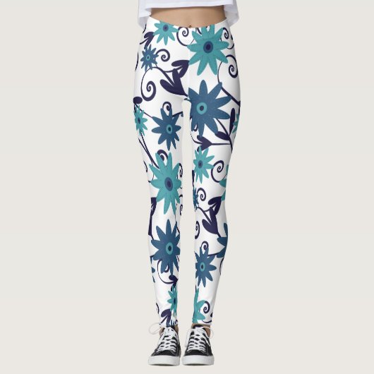 Leggings Motif moderne bleu turquoise (Devant)