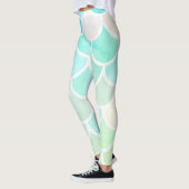 Leggings Motif moderne couleur vert sirène sans joint (Gauche)