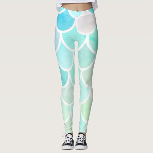 Leggings Motif moderne couleur vert sirène sans joint (Devant)