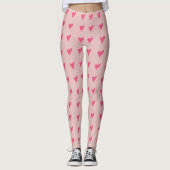 Leggings Motif moderne de coeur rose avec points blancs (Devant)